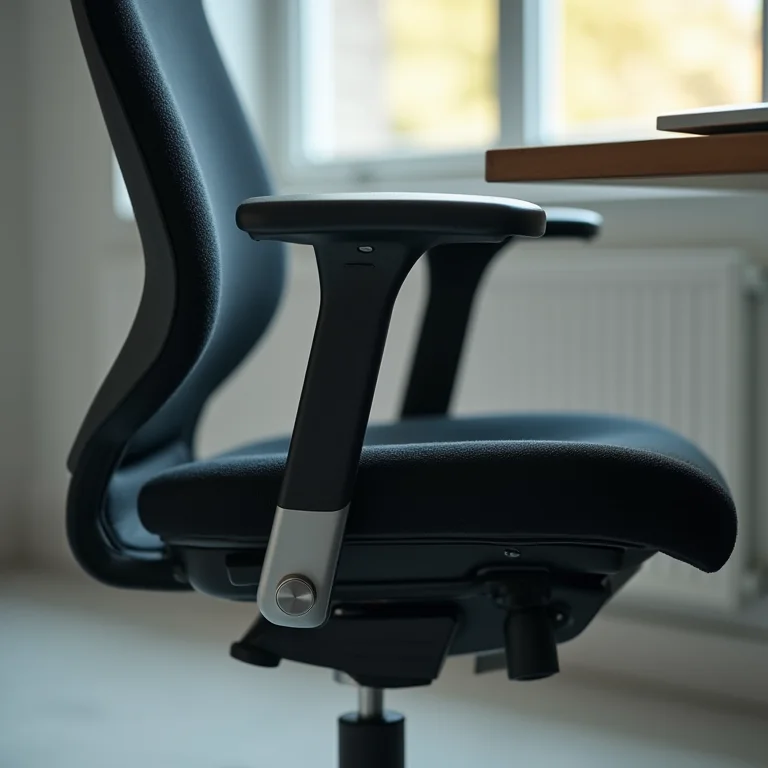Detalhe dos ajustes de uma cadeira ergonômica