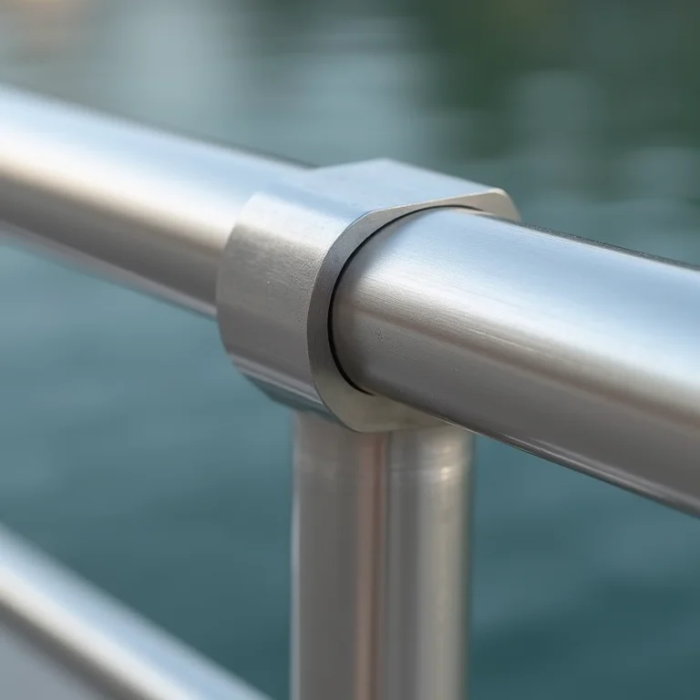 Detalhe elegante de um guarda corpo de aço inox resistente à corrosão