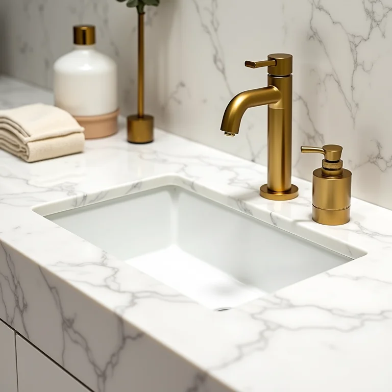 Detalhes de decoração de um banheiro de luxo.