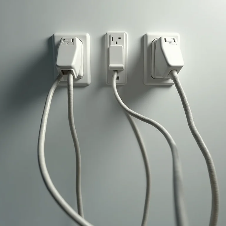 Detalhes de diferentes configurações de tomadas e fiação elétrica.