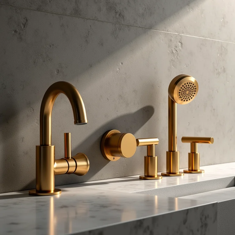 Detalhes de metais dourados para banheiro