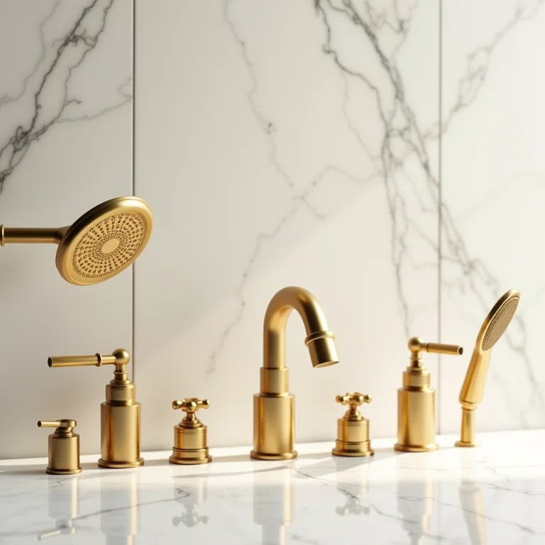 Detalhes de metais dourados para banheiro