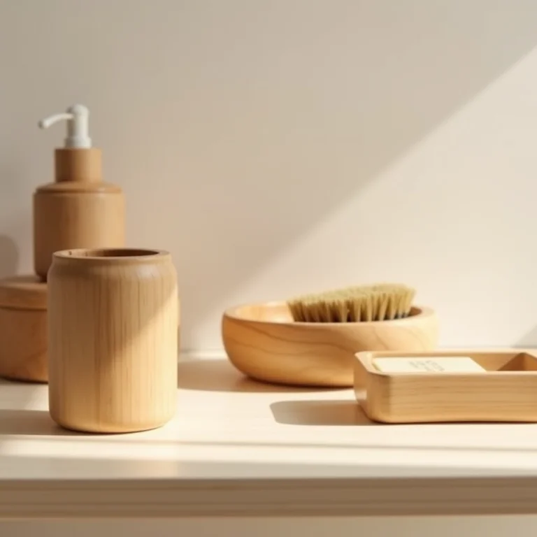 Detalhes em madeira em banheiro escandinavo