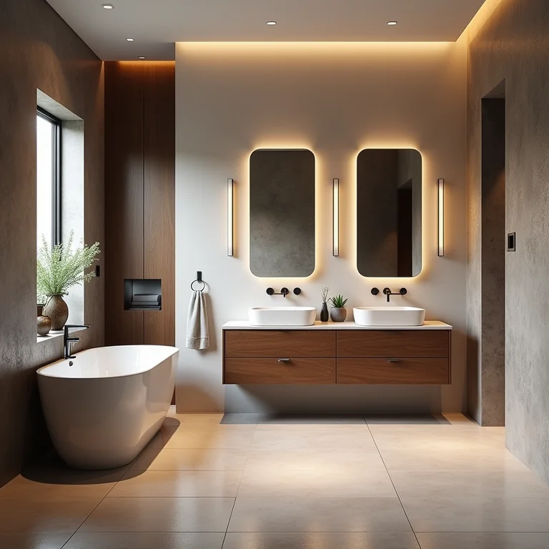 Diferentes estilos de banheiros com gabinetes de 60cm.