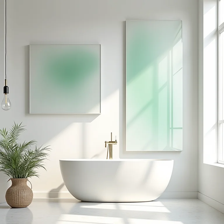 Diferentes estilos de banheiros com pastilhas de vidro