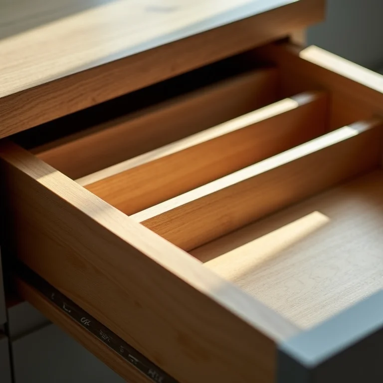 Diferentes tipos de divisórias de gaveta ajustáveis.