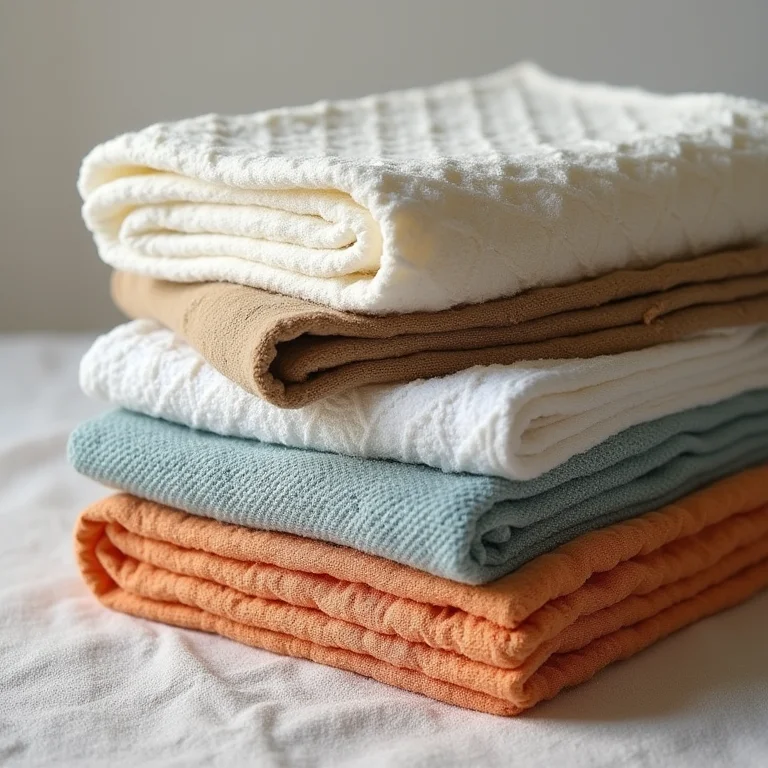 Diferentes tipos de panos de microfibra empilhados