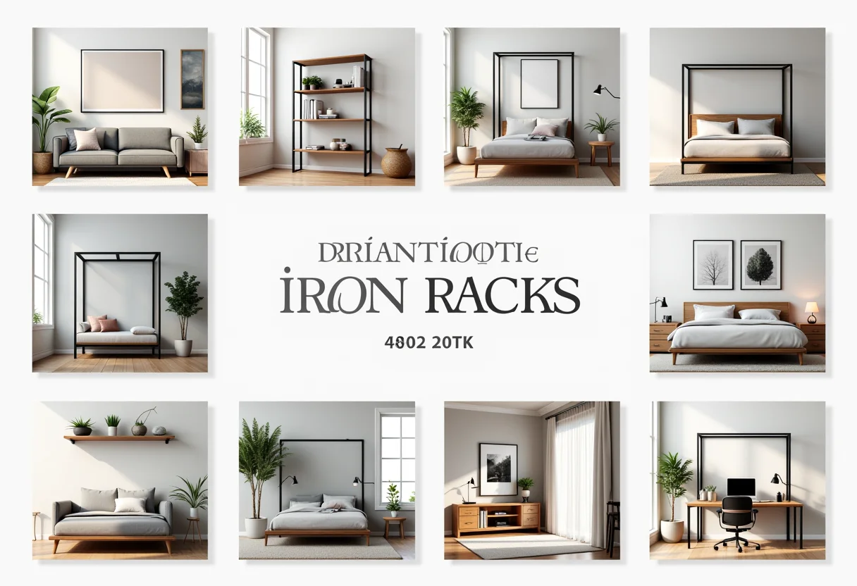 Diverse iron rack models in various home environments