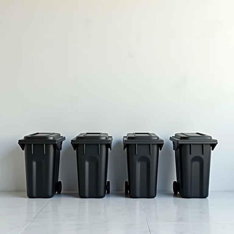 Diversos modelos de lixeiras de calçada pretas.