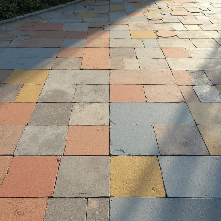 Diversos pisos de calçadas lado a lado.