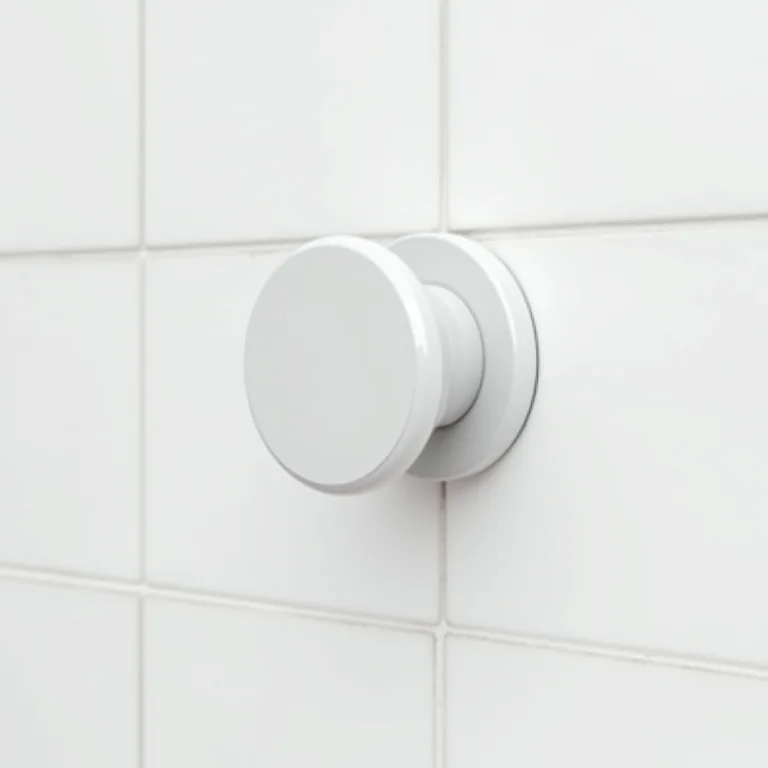 Diversos suportes de celular de ventosa em azulejos brancos