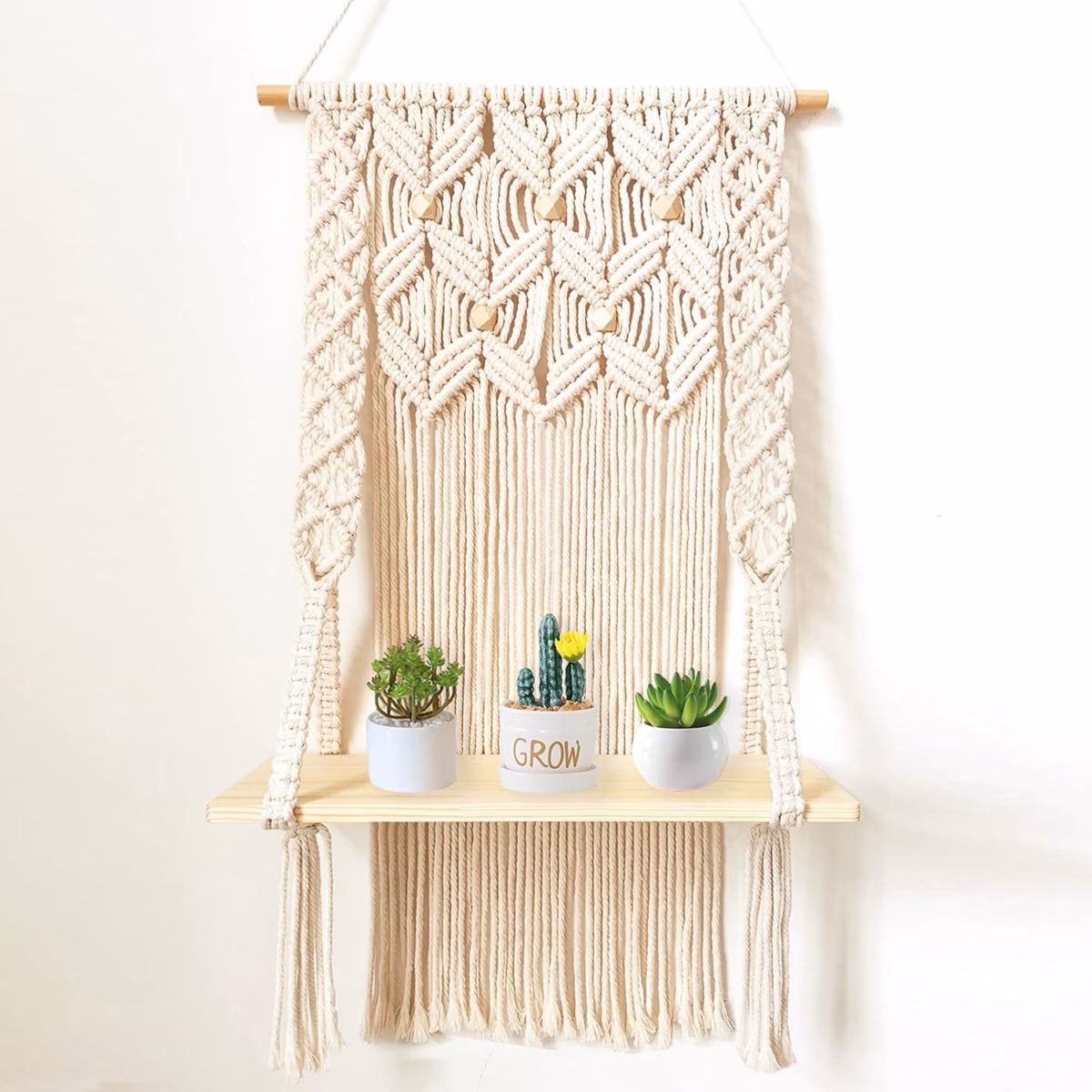 Prateleira Macramê: Charme Boêmio Suspenso - detalhe