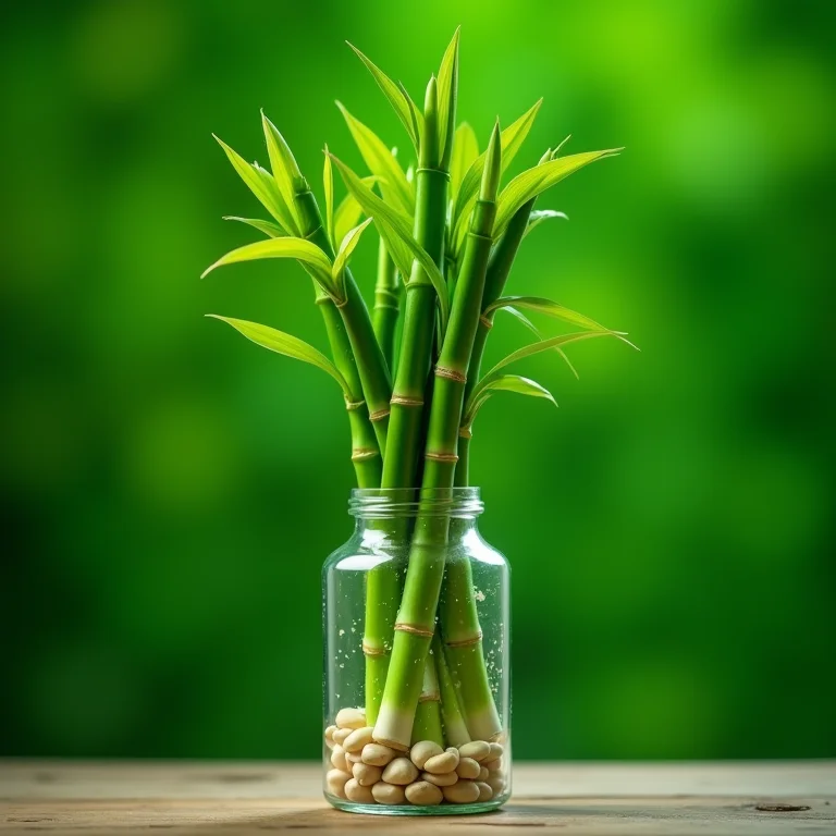 Dracena Sanderiana (Lucky Bamboo) em vaso de vidro