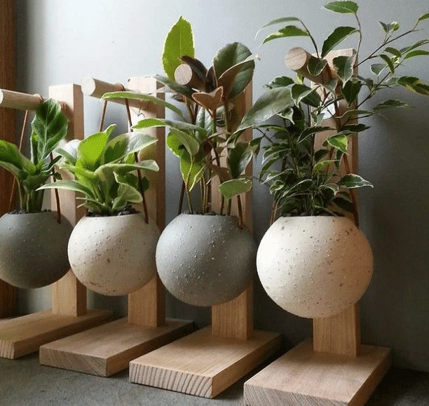 Toque Rústico com Vasos de Cimento DIY - detalhe