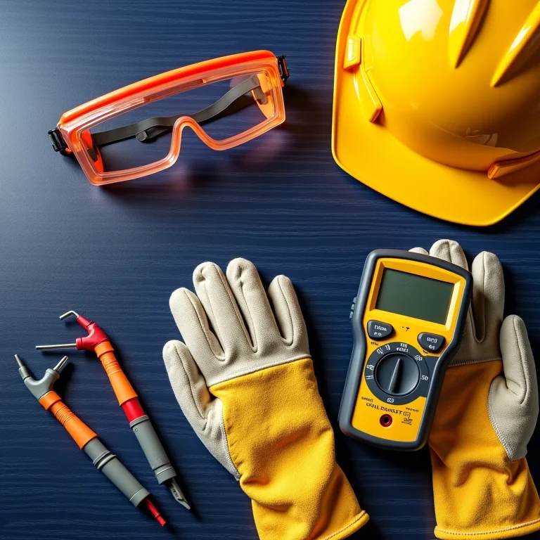 Equipamentos de segurança para manutenção de painéis solares.