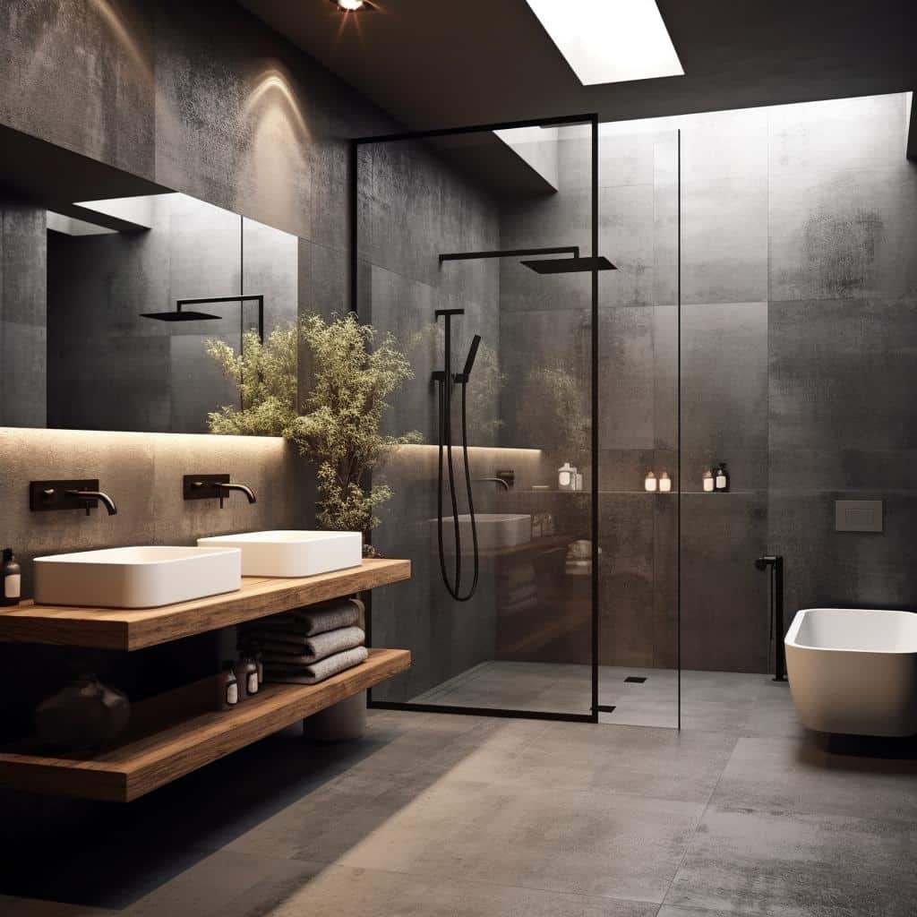 Banheiro Clean com Detalhes em Cimento Queimado (Sem Errar na Impermeabilização!) - inspiração