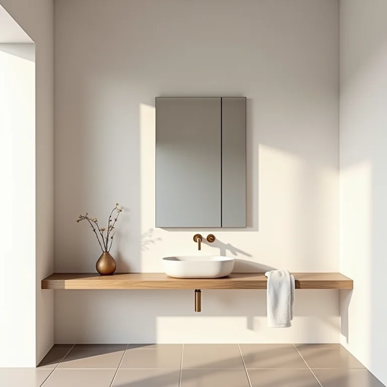 Espelheira perfeita em banheiro minimalista