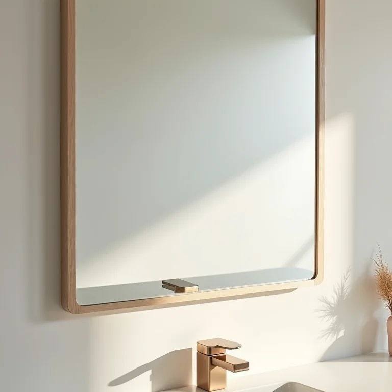 Espelho de banheiro desembaçado com sistema defogger.