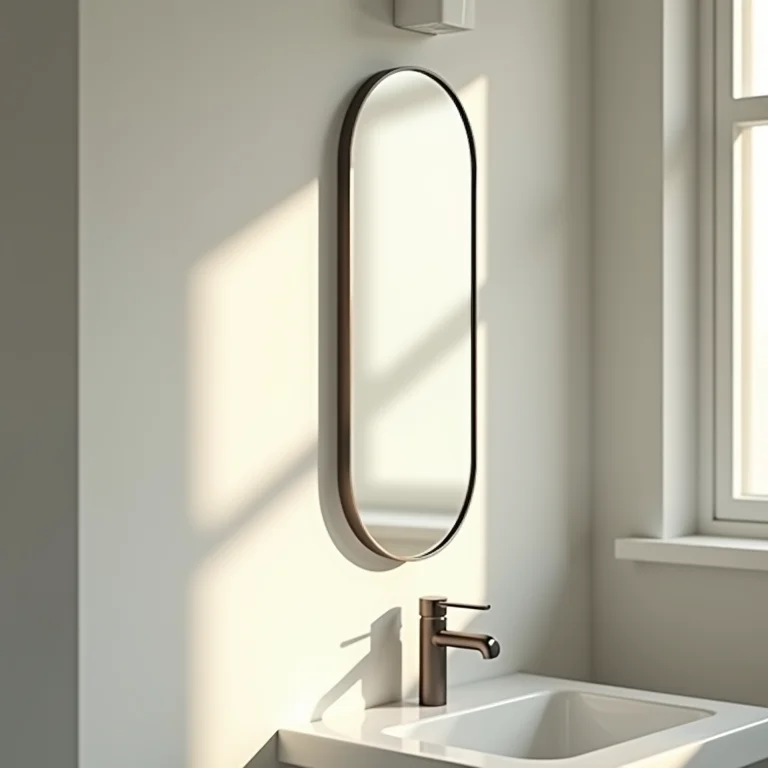 Espelho sem graça em banheiro