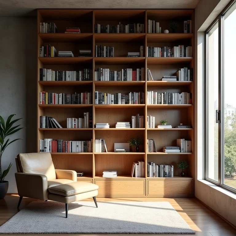 Estante vazada dividindo loft moderno