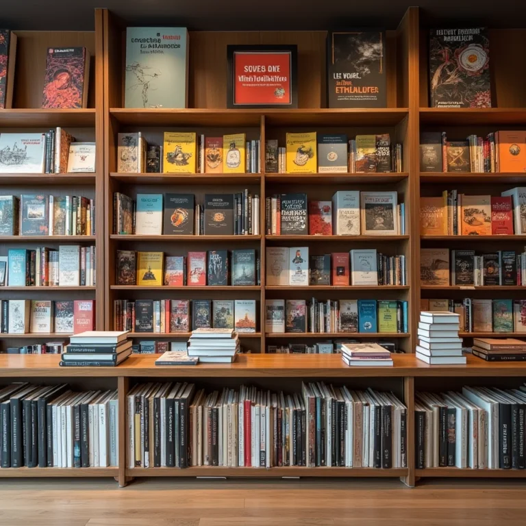Estantes de livraria organizadas por cor e tamanho para otimizar a navegação do cliente.