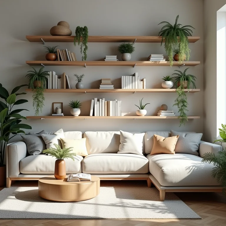 Estantes modulares na decoração de sala pequena