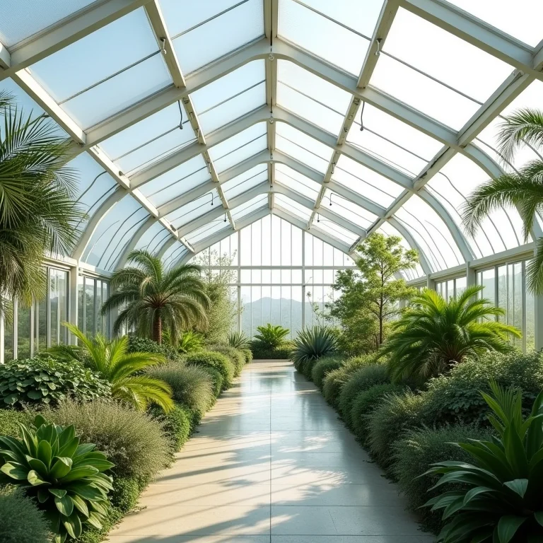 Estufa moderna com cobertura de policarbonato alveolar