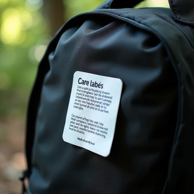 Etiqueta de cuidados de uma mochila escolar