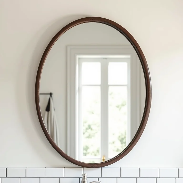 Espelhos de banheiro de fazenda com molduras antigas e de madeira.