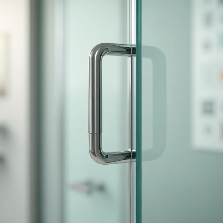 Ferragens cromadas de um box de banheiro