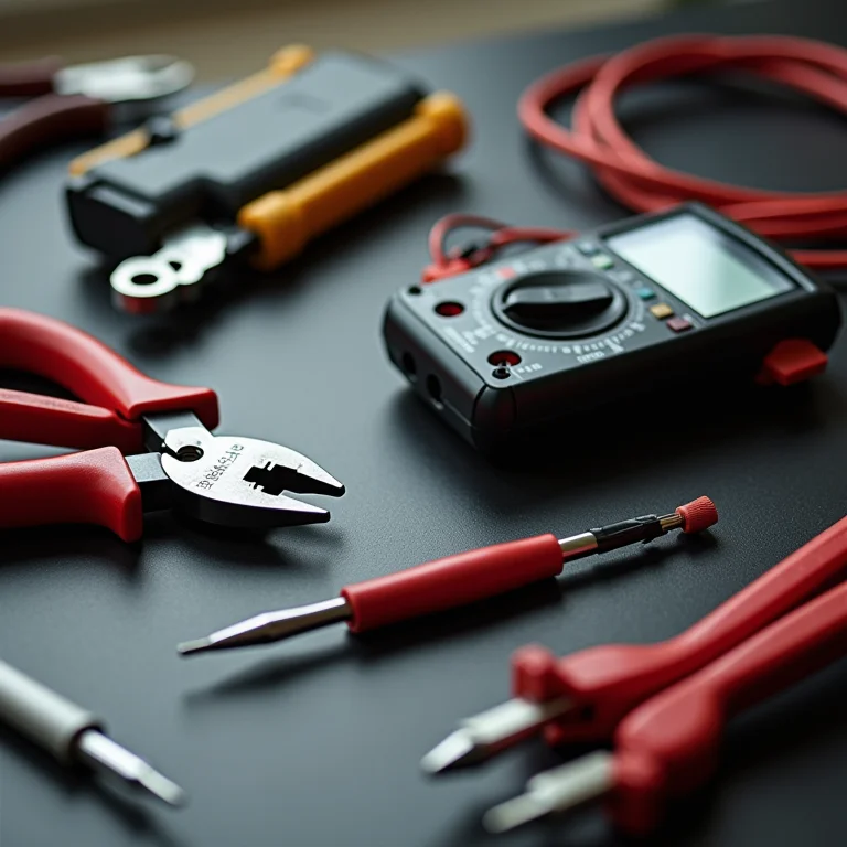 Ferramentas de eletricista organizadas