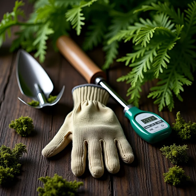 Ferramentas de jardinagem para sombra em fundo escuro