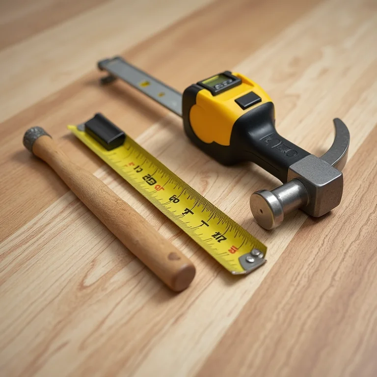 Ferramentas para inspeção de piso laminado.