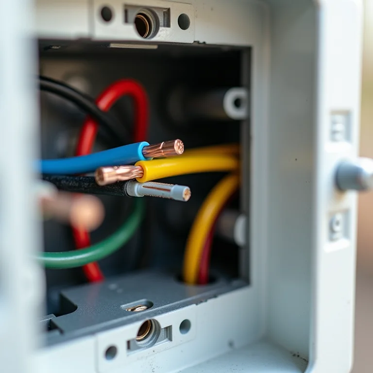 Fios de 6mm conectados corretamente em uma caixa de junção.