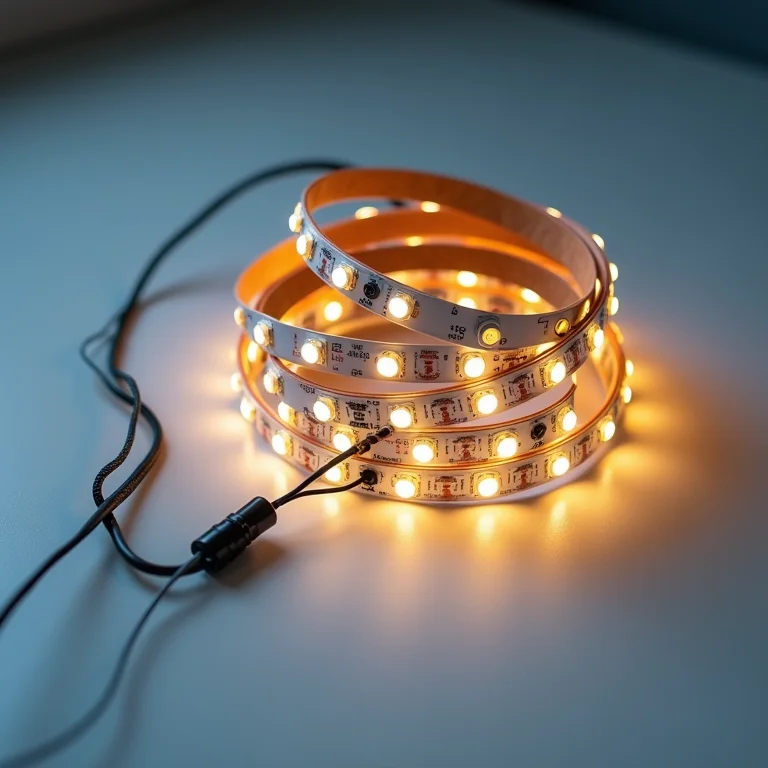 Fita de LED cortada e com fios expostos