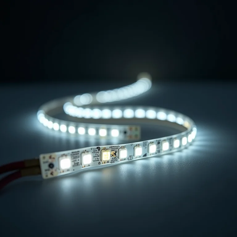 Fita de LED desligada mostrando poeira