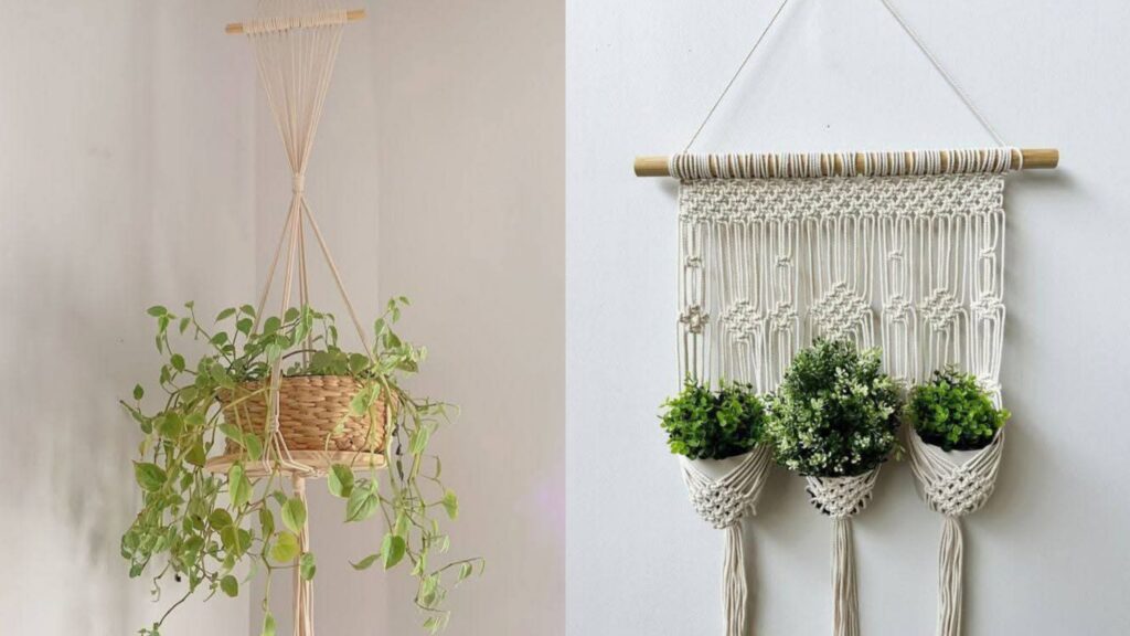 Flores em Vasos Suspensos de Macramê: Um Toque Boho - inspiração