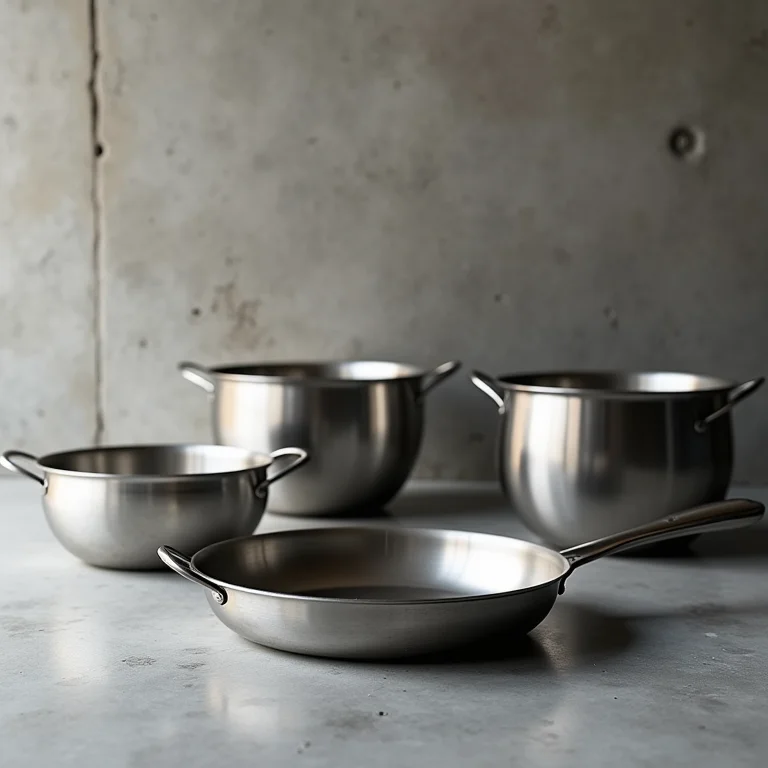 Formas de aço inox para bolo de rolo em fundo de concreto