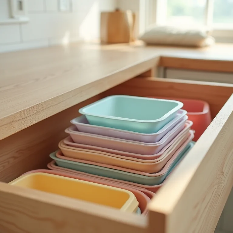 Formas de silicone empilhadas em gaveta