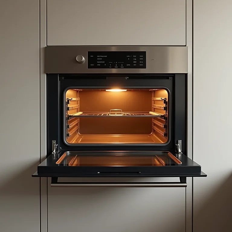 Forno moderno sendo pré-aquecido com moderação para economizar gás