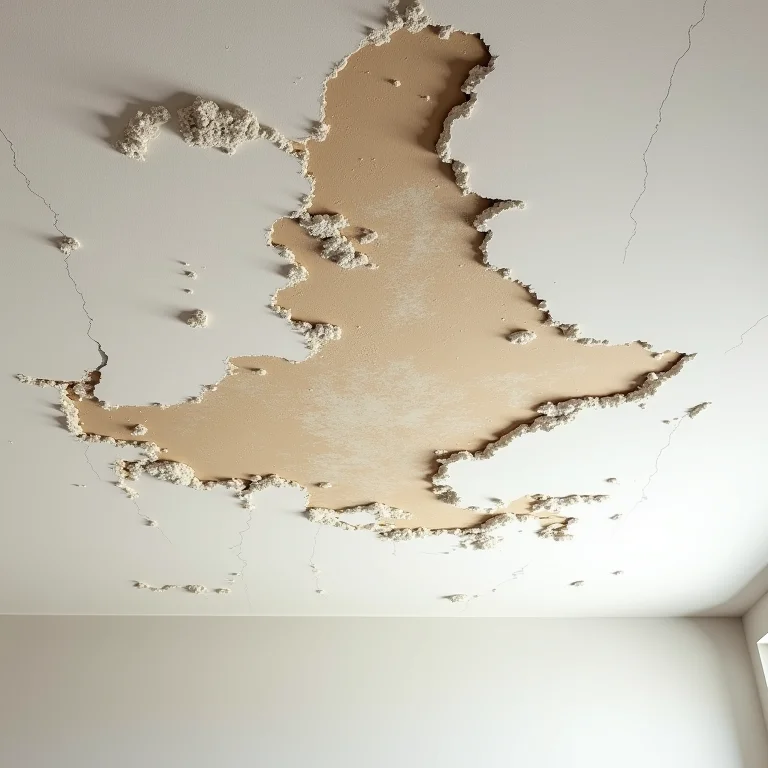 Forro de gesso danificado pela falta de impermeabilização.