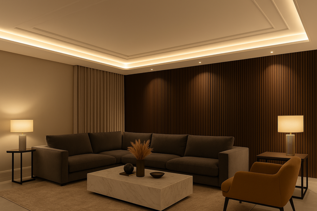 Iluminação Indireta: Ambientes Relaxantes e Acolhedores - detalhe