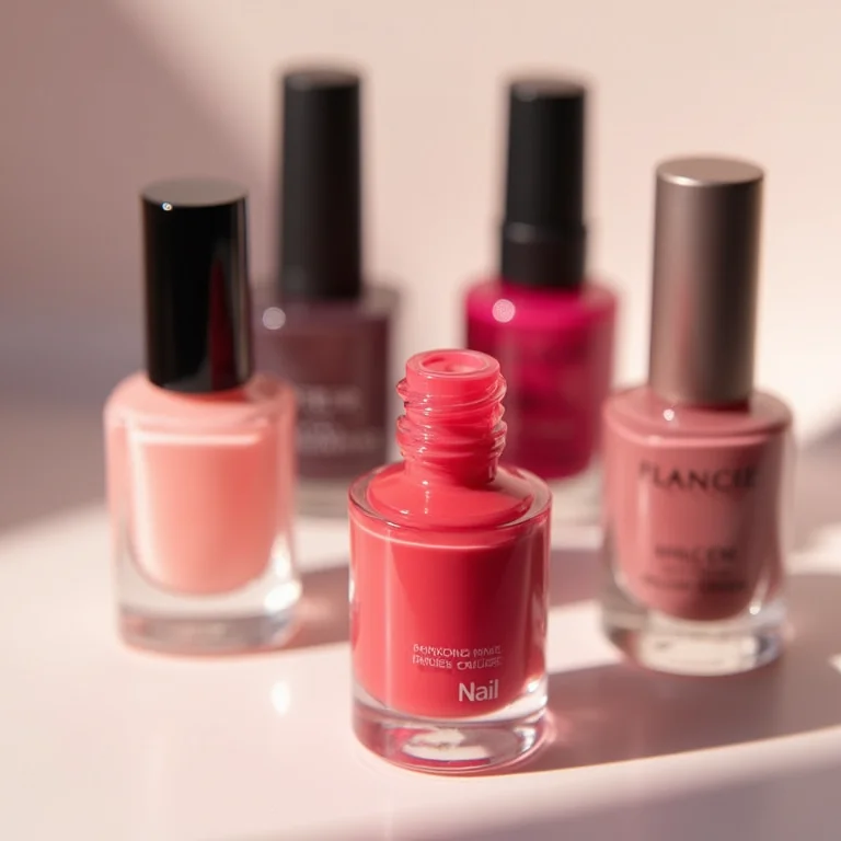 Frascos de esmalte de diversas marcas e cores.