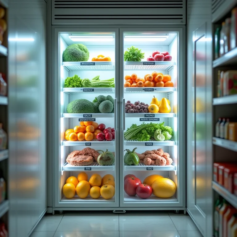 Freezer organizado por categorias com etiquetas