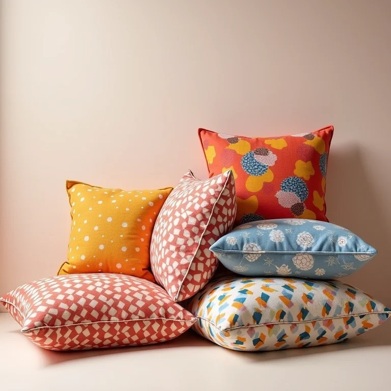 Futons coloridos com estampas geométricas, florais e abstratas