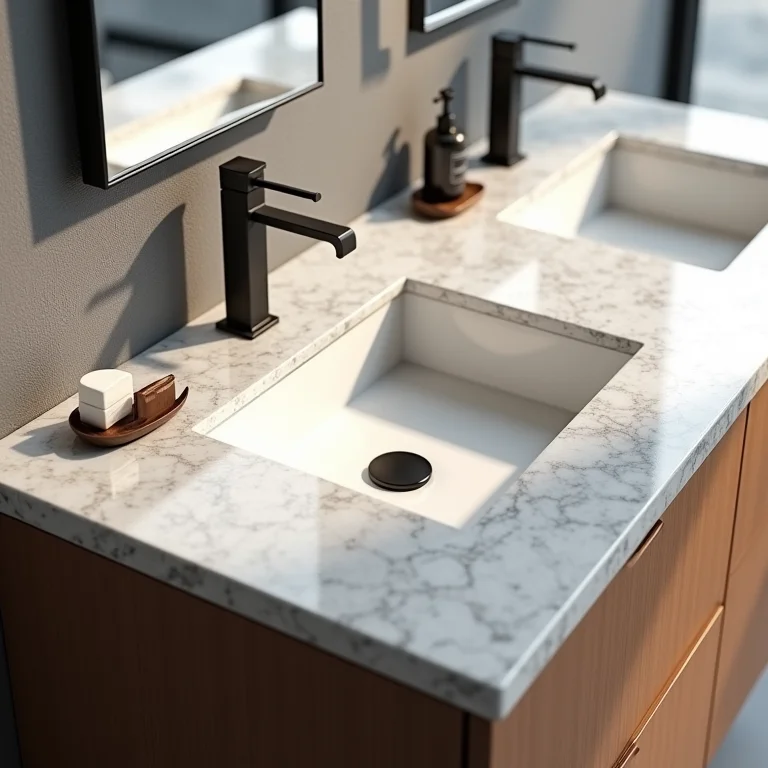 Gabinete com tampo de granito para banheiro