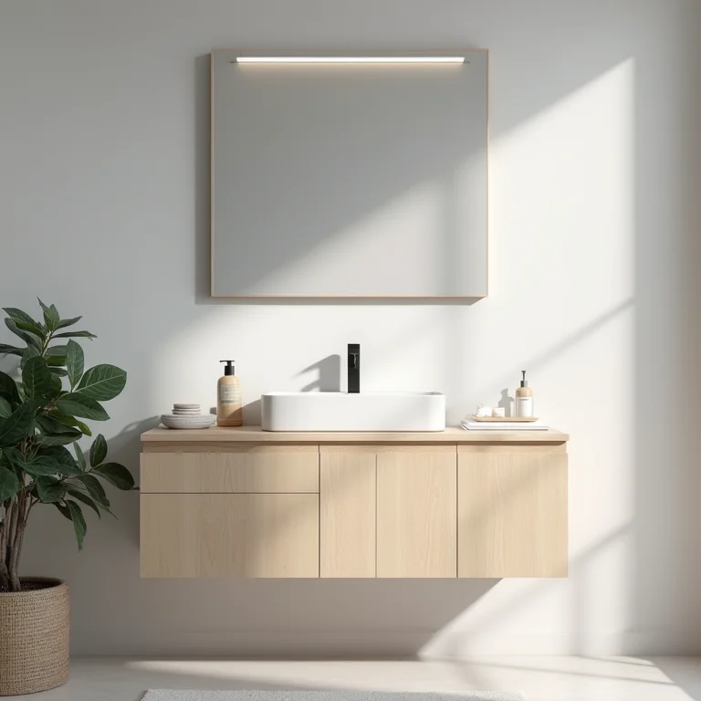 Gabinete de banheiro de 60cm funcional com itens de higiene pessoal organizados.