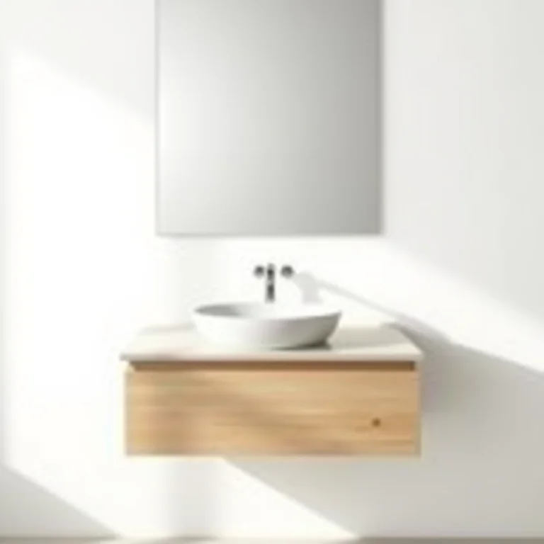 Gabinete de banheiro suspenso 70x40 com design moderno.