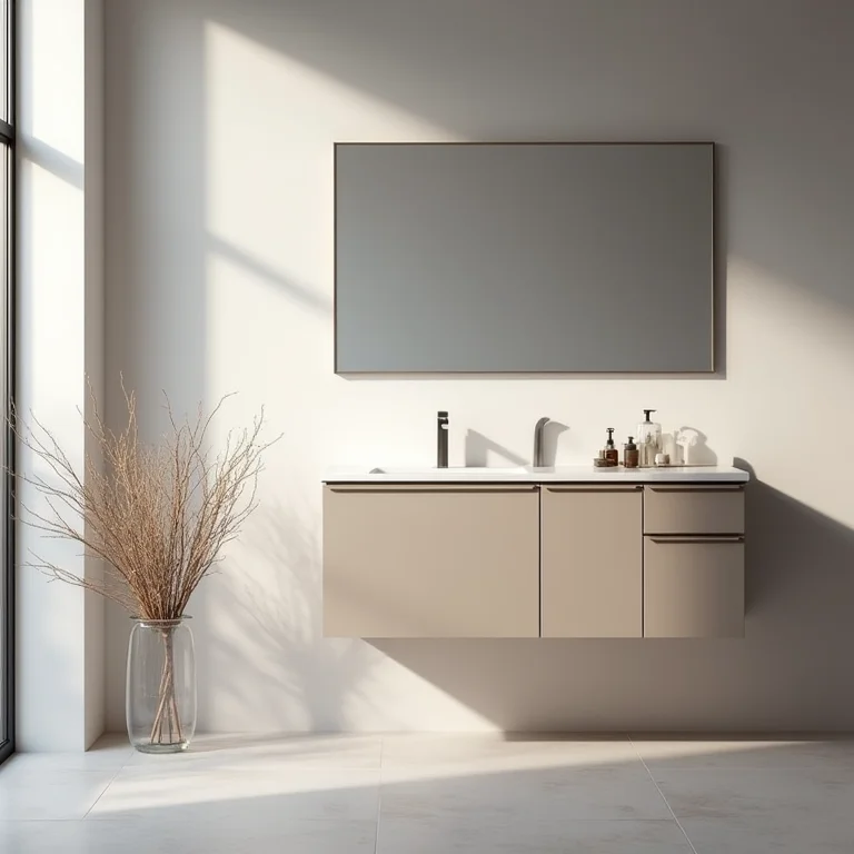 Gabinete de banheiro suspenso de 60cm, otimizando o espaço.