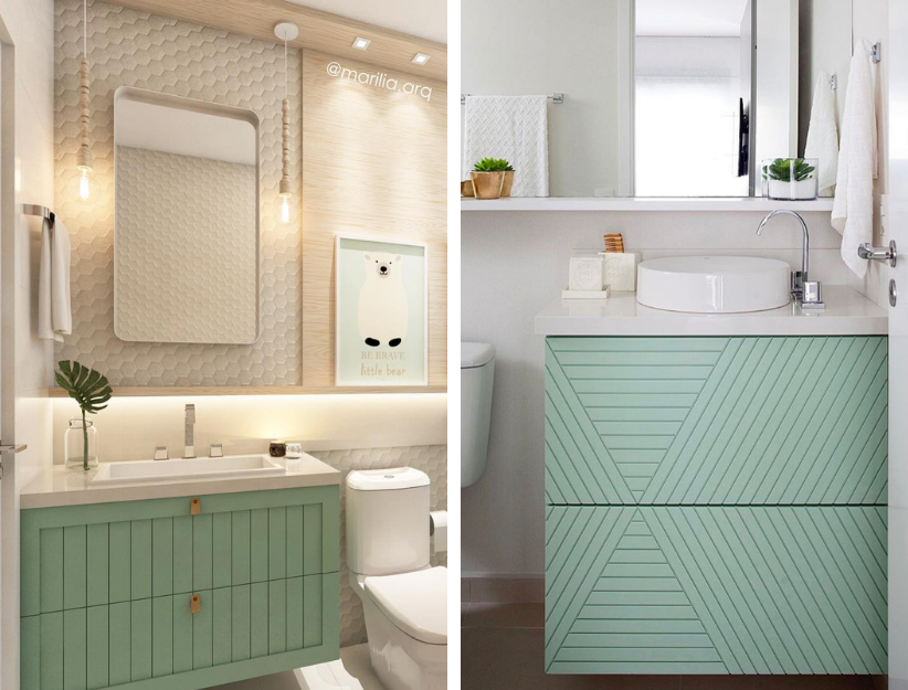 Gabinete de Banheiro Colorido com Acabamento Laqueado: Alegria e Personalidade para o Seu Banheiro - ideia